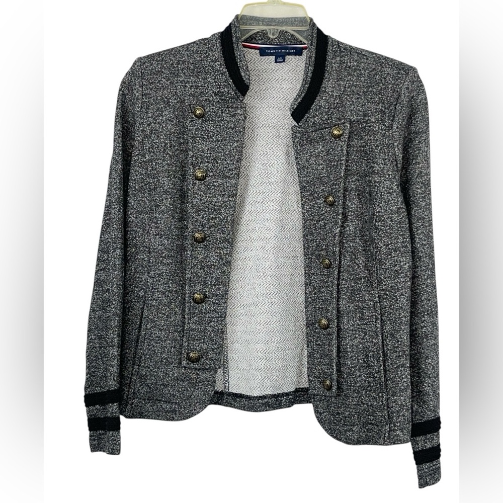 NWT Tommy Hilfiger tweed open front band jacket size large